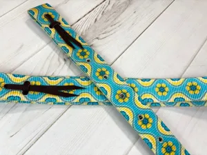 Blue Yellow Flower Cinch Strap Off Billet Set