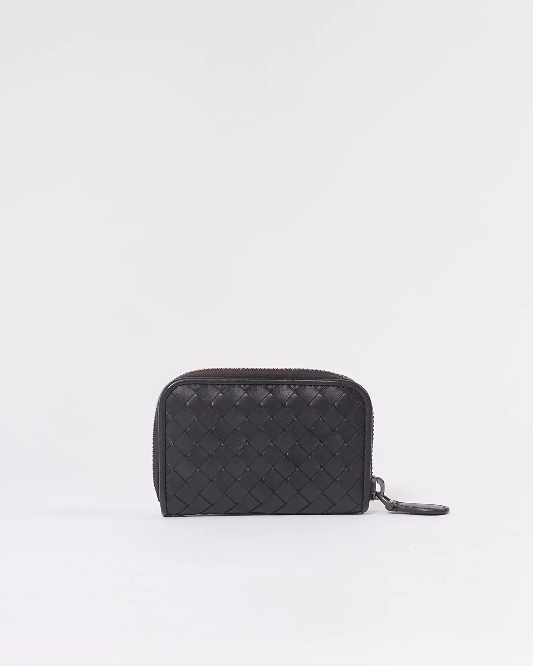 Bottega Veneta Dark Brown Intrecciato Leather Zippy Mini wallet