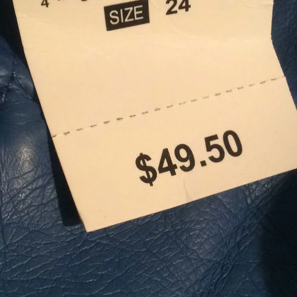 BRAND NEW NWT Blue Faux Leather Zip Up Jacket 24