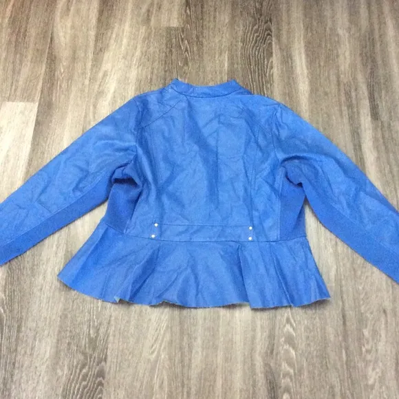 BRAND NEW NWT Blue Faux Leather Zip Up Jacket 24