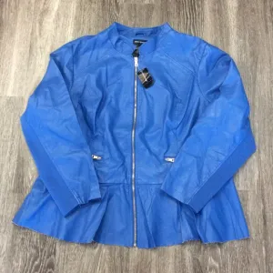 BRAND NEW NWT Blue Faux Leather Zip Up Jacket 24
