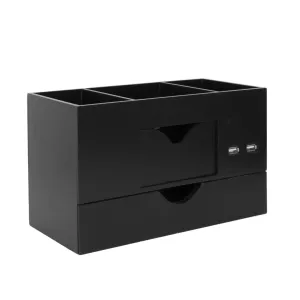 Brear American Art Decor All-in-One USB Charging Desk Organizer Latitude Run® Color: Black