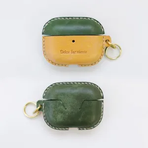 Camouflage Leather AirPods Pro Case with Wristlet Strap Contrast Color Leather AirPods Case Airpod Case Cover