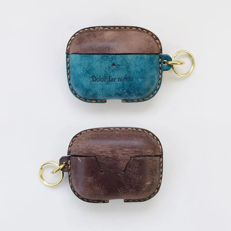 Camouflage Leather AirPods Pro Case with Wristlet Strap Contrast Color Leather AirPods Case Airpod Case Cover