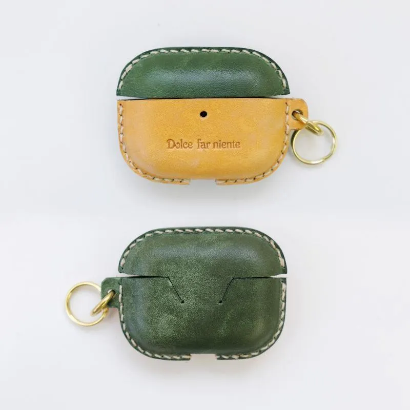 Camouflage Leather AirPods Pro Case with Wristlet Strap Contrast Color Leather AirPods Case Airpod Case Cover