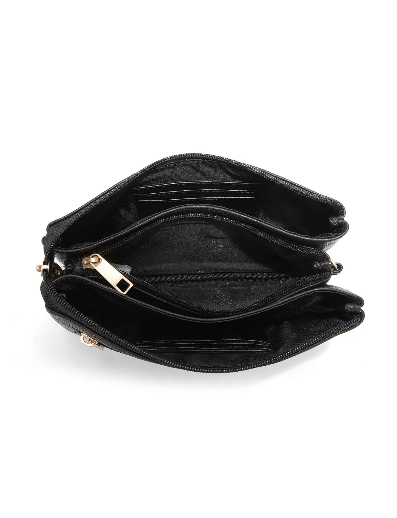 CANDICE LEATHER WALLET WITH SHOULDER STRAP- E1-0809-BLK