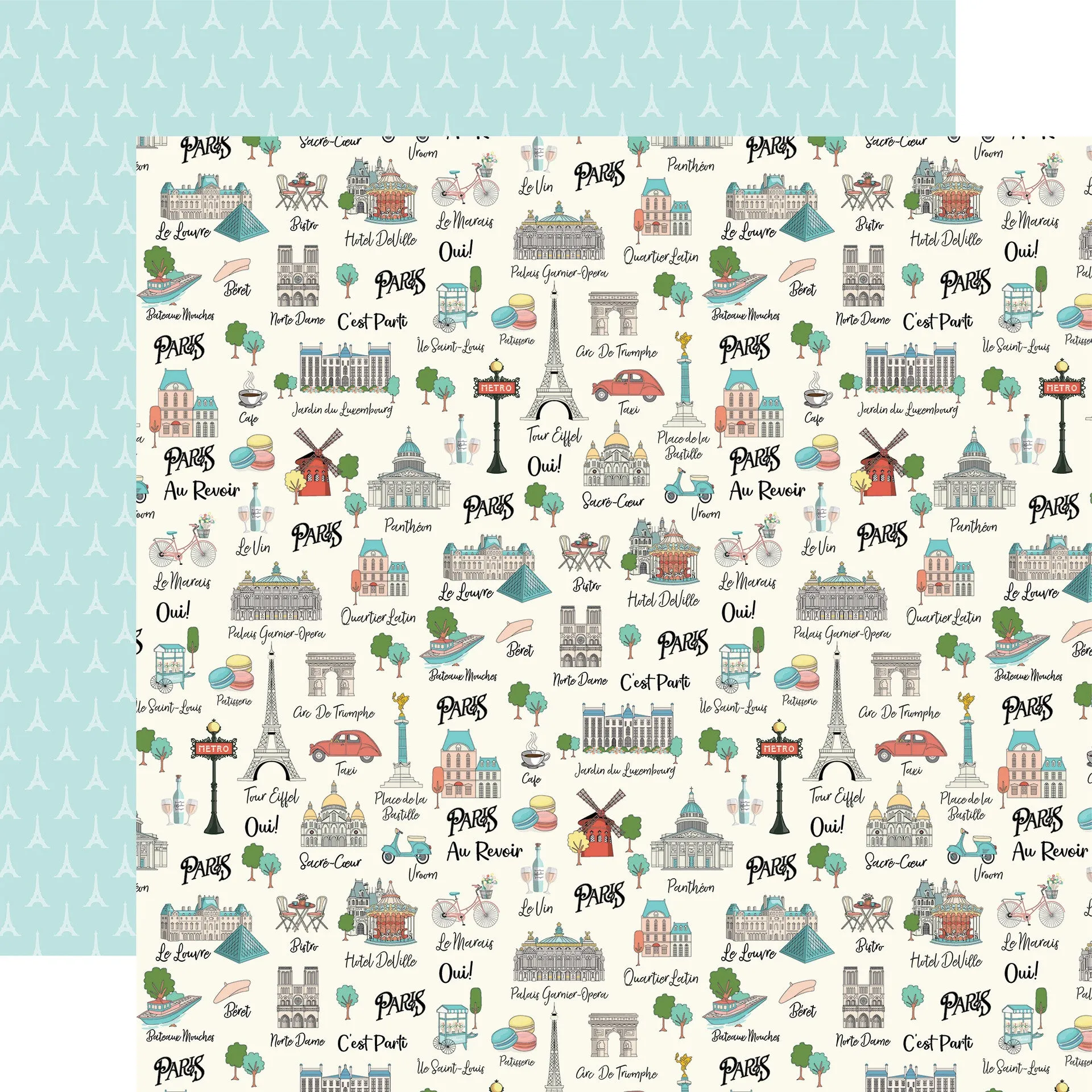 Carta Bella - Paris - 12x12 Single Sheets - Explore Paris