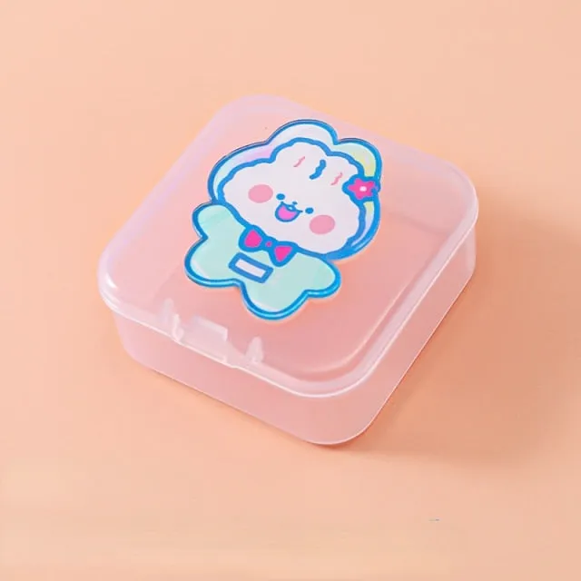 Cartoon Mini Transparent Jewelry Boxes Simple Fresh Girl Ring Necklace Storage Box Organizer Cute Portable Jewelry Organizer