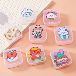 Cartoon Mini Transparent Jewelry Boxes Simple Fresh Girl Ring Necklace Storage Box Organizer Cute Portable Jewelry Organizer