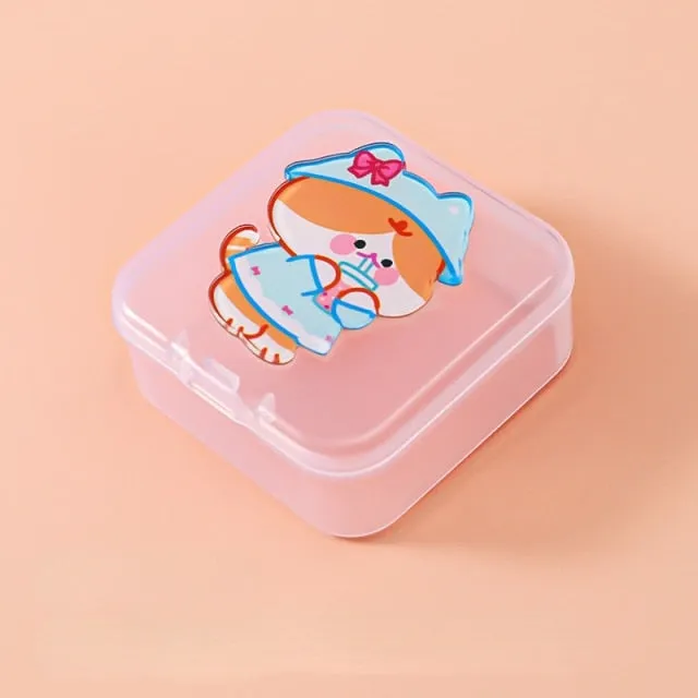 Cartoon Mini Transparent Jewelry Boxes Simple Fresh Girl Ring Necklace Storage Box Organizer Cute Portable Jewelry Organizer