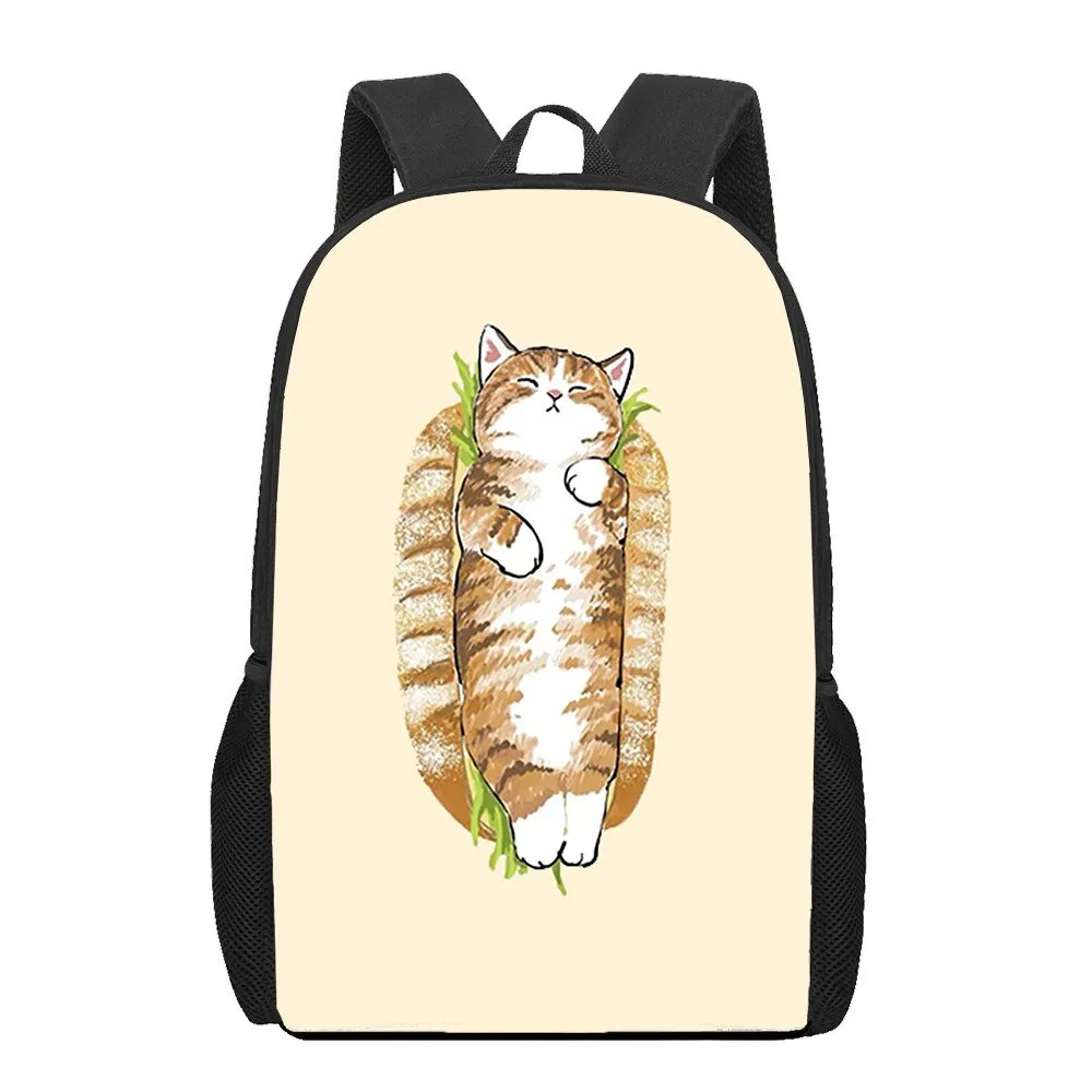Cat and Food Print Backpack