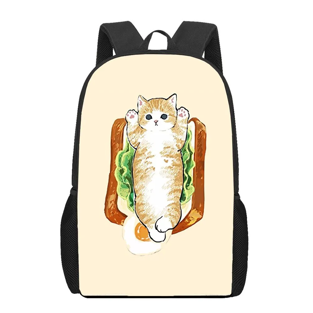Cat and Food Print Backpack