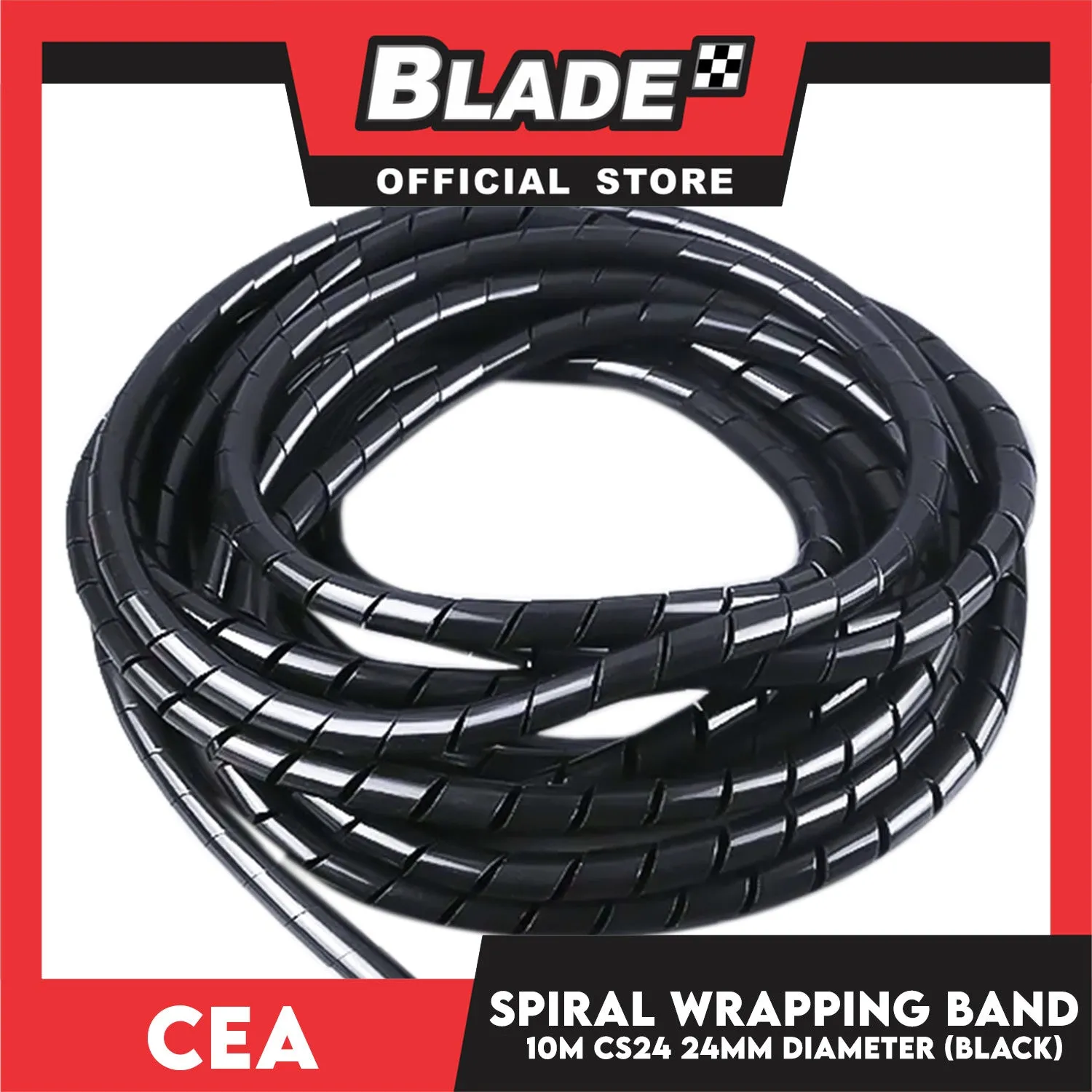 Cea 10meters Spiral Wrapping Band 24mm Diameter (Black) CS24