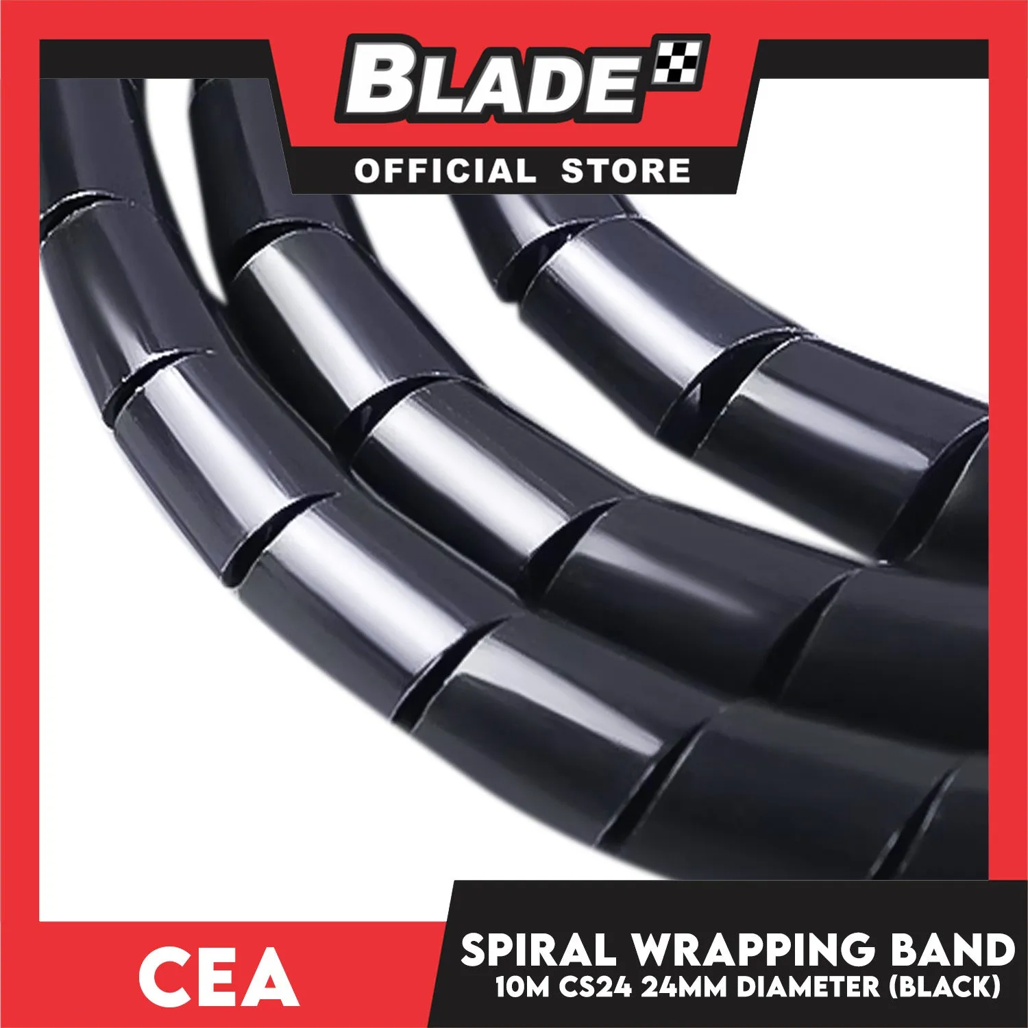 Cea 10meters Spiral Wrapping Band 24mm Diameter (Black) CS24