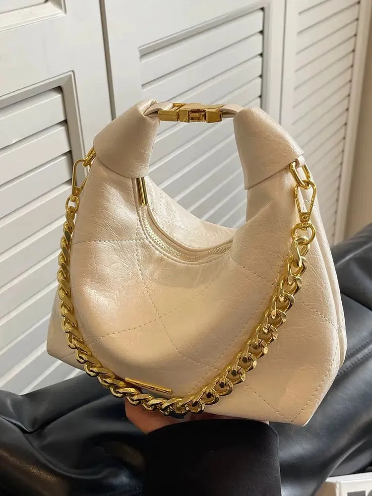 Chain Strap Leather Shoulder Bag