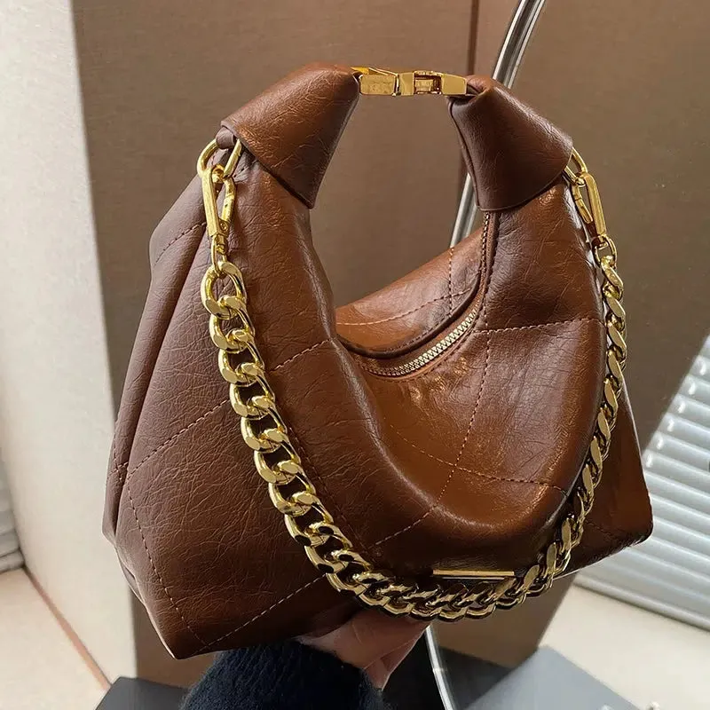Chain Strap Leather Shoulder Bag