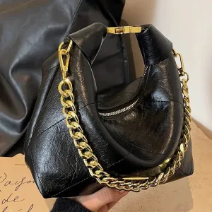 Chain Strap Leather Shoulder Bag