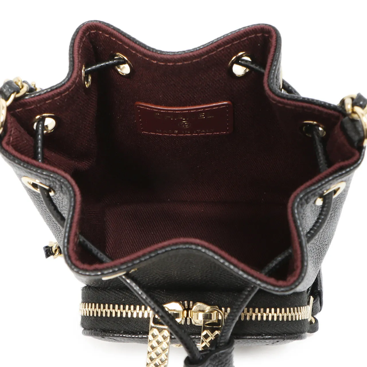 Chanel Black Caviar Mini CC Pocket Bucket Bag