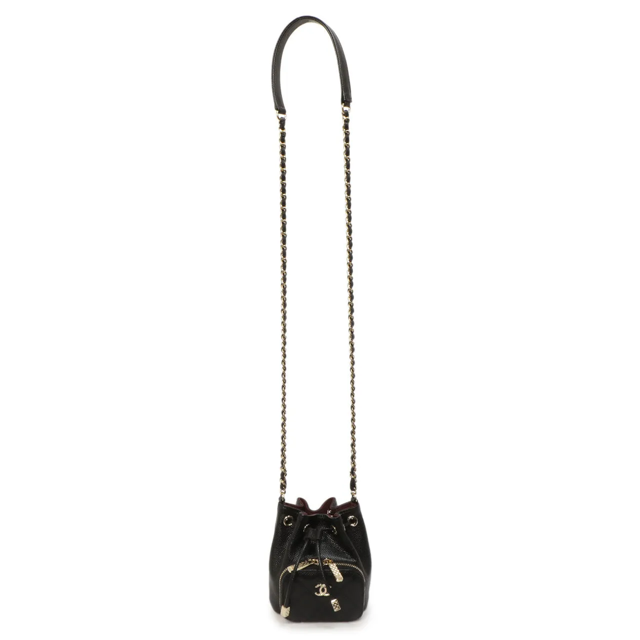 Chanel Black Caviar Mini CC Pocket Bucket Bag