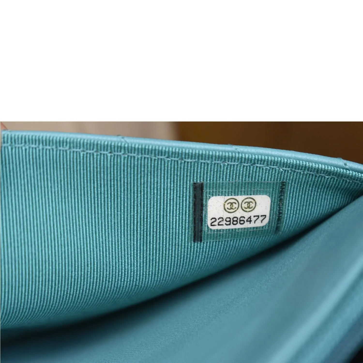 CHANEL CC WOC Chevron Leather Wallet On Chain Crossbody Bag Turquoise