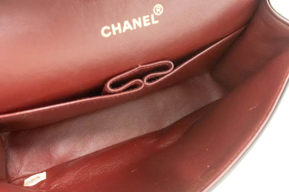 CHANEL Classic Double Flap 10" Chain Shoulder Bag Black Lambskin p26