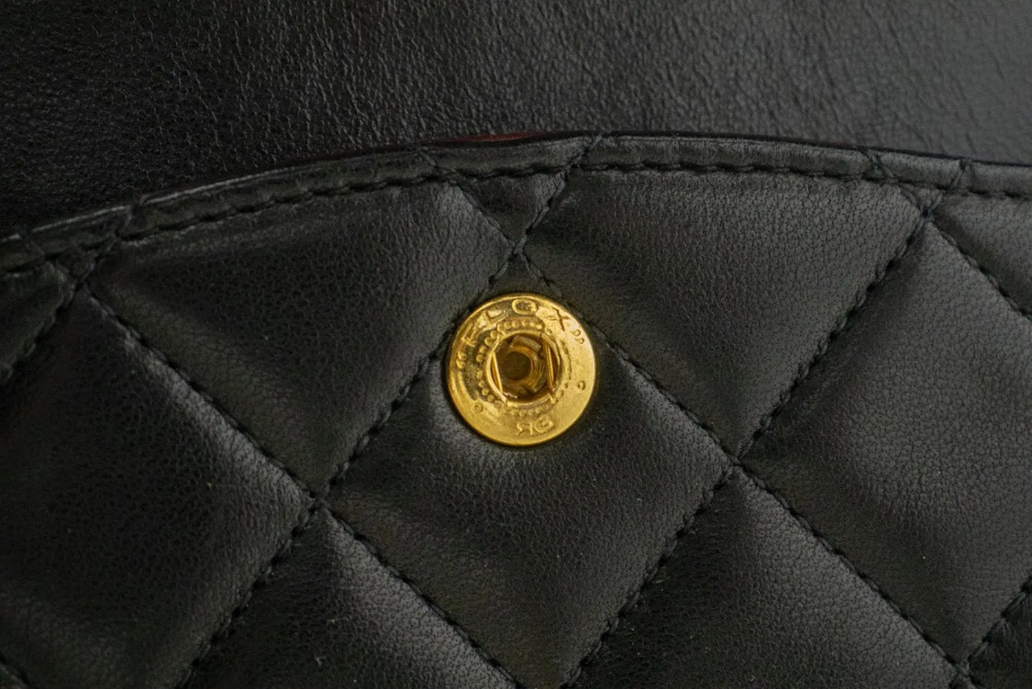 CHANEL Classic Double Flap 10" Chain Shoulder Bag Black Lambskin p26