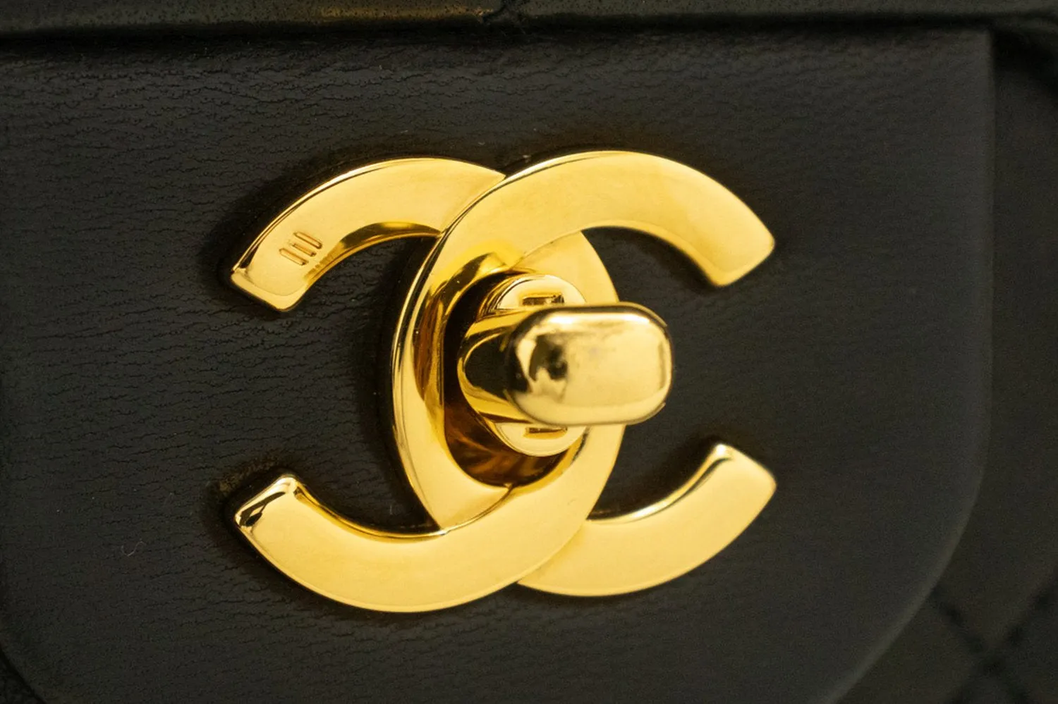 CHANEL Classic Double Flap 10" Chain Shoulder Bag Black Lambskin p26
