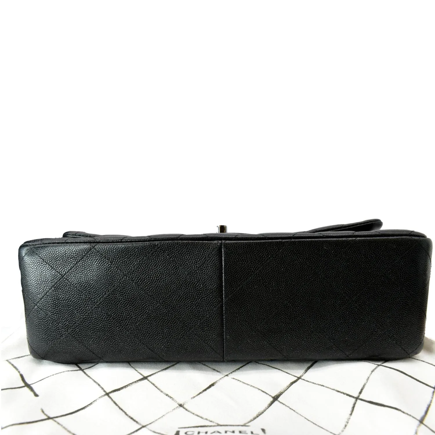 CHANEL Classic Double Flap Caviar Leather Shoulder Bag Black