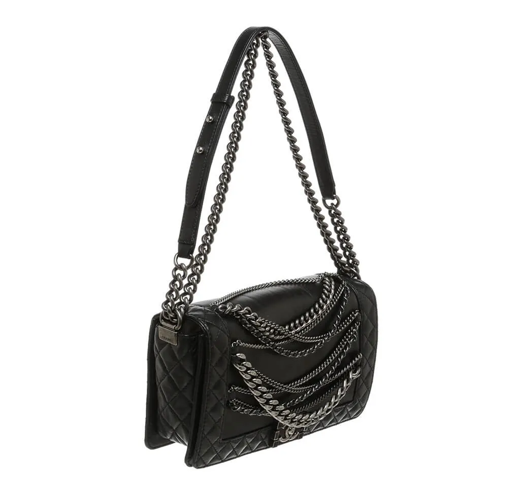 Chanel Enchained Boy Bag Black SHW
