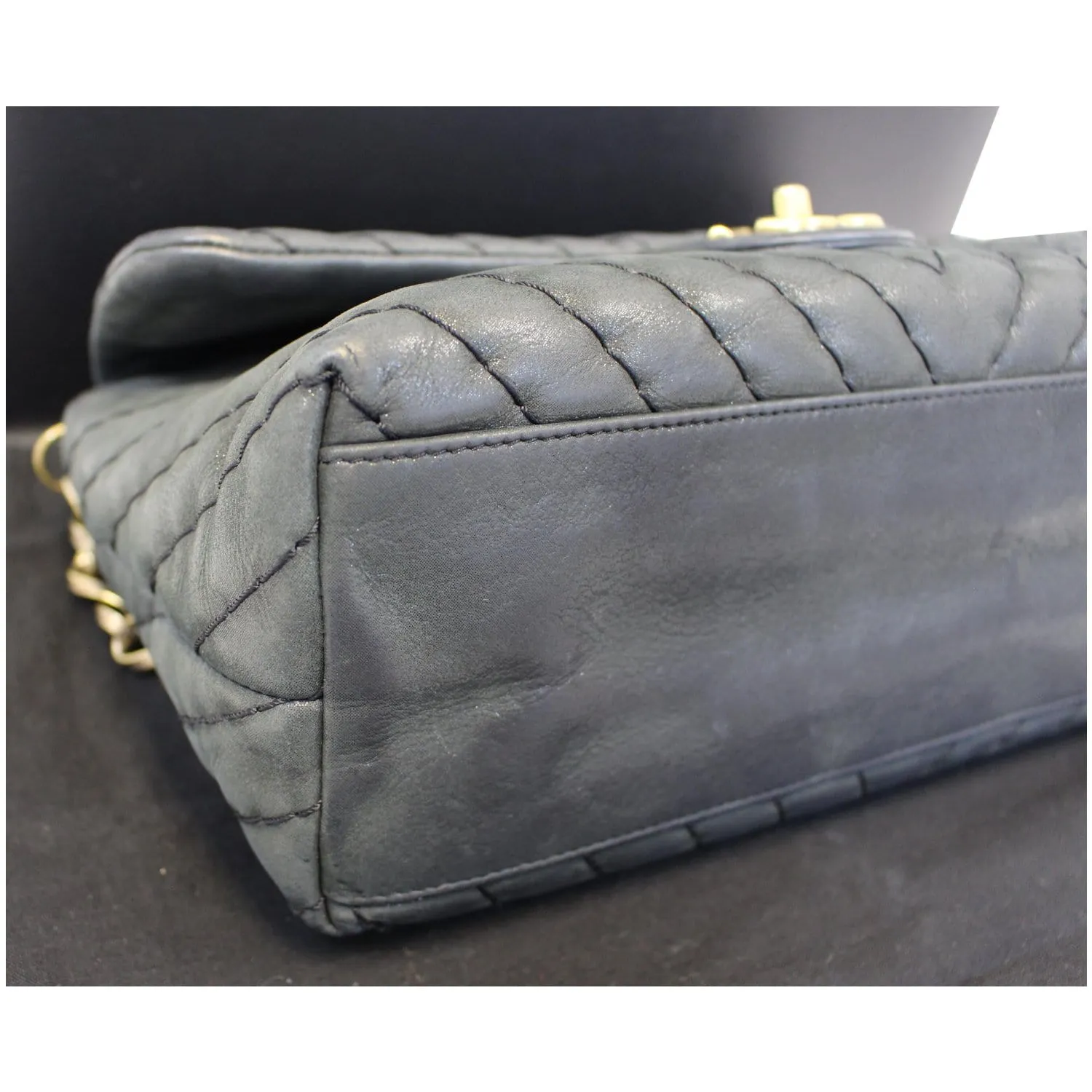 CHANEL Iridescent Calfskin Surpique Chevron Large Classic Flap Bag - Sale