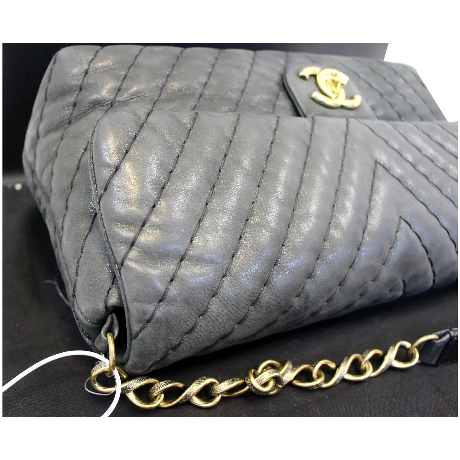 CHANEL Iridescent Calfskin Surpique Chevron Large Classic Flap Bag - Sale