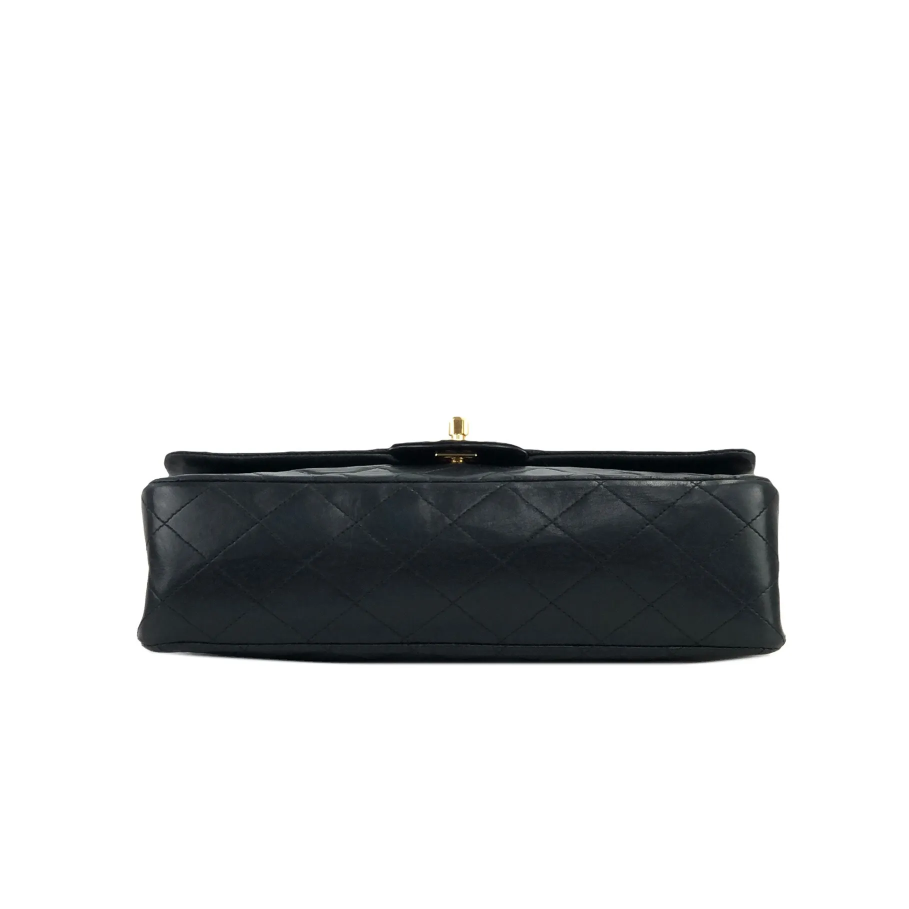 CHANEL Matelasse Coco Turn lock Lambskin Double flap Chain Shoulder bag Black Old Vintage 72dn4p