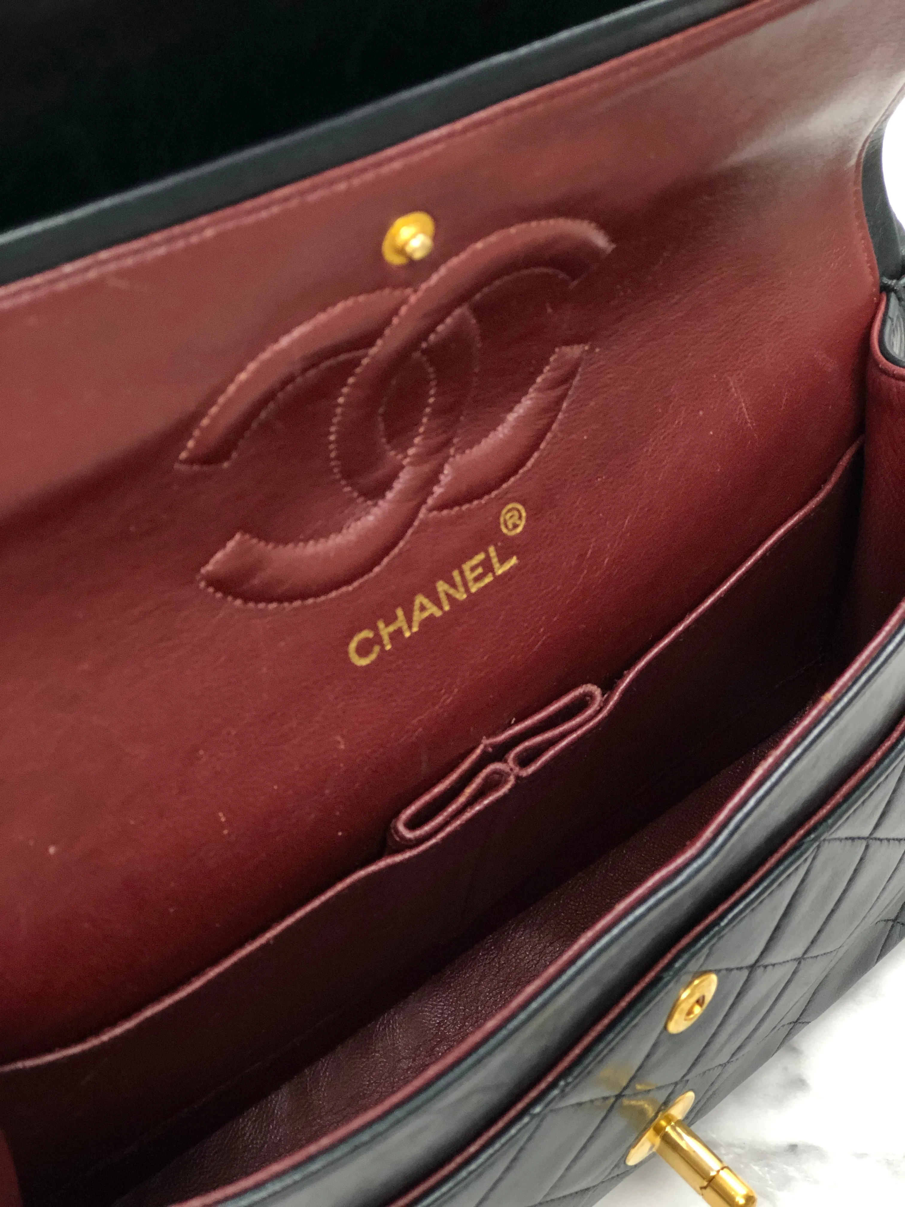 CHANEL Matelasse Coco Turn lock Lambskin Double flap Chain Shoulder bag Black Old Vintage 72dn4p