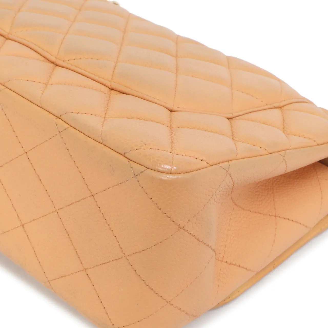 Chanel Peach Quilted Caviar Jumbo Classic Double Flap