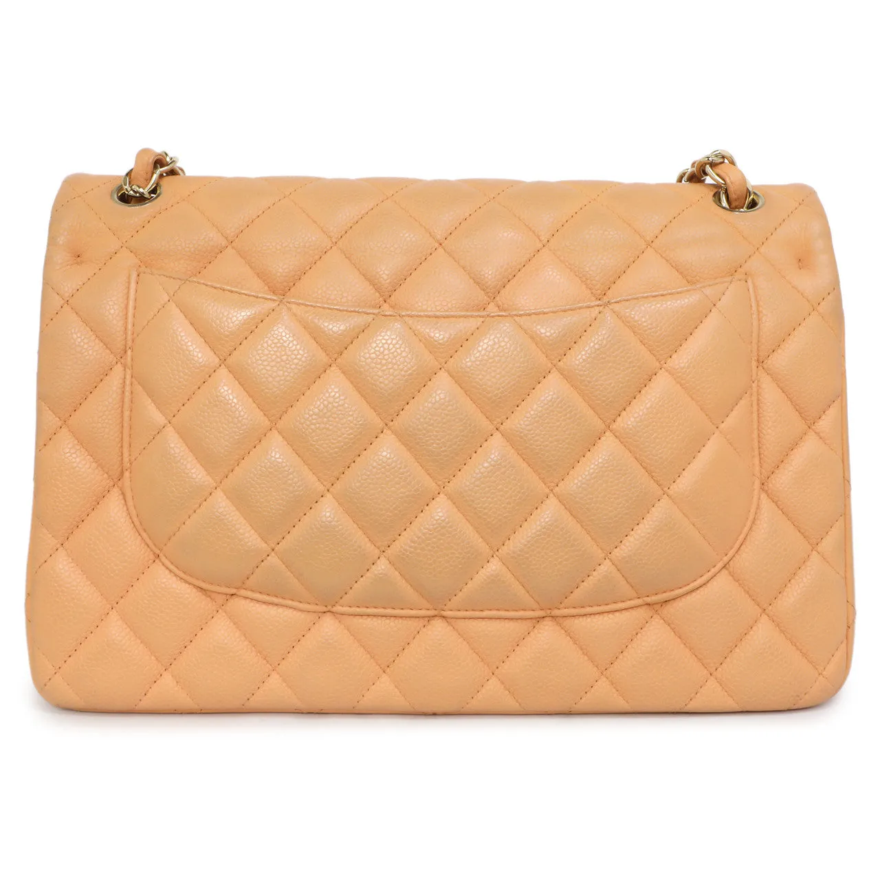 Chanel Peach Quilted Caviar Jumbo Classic Double Flap