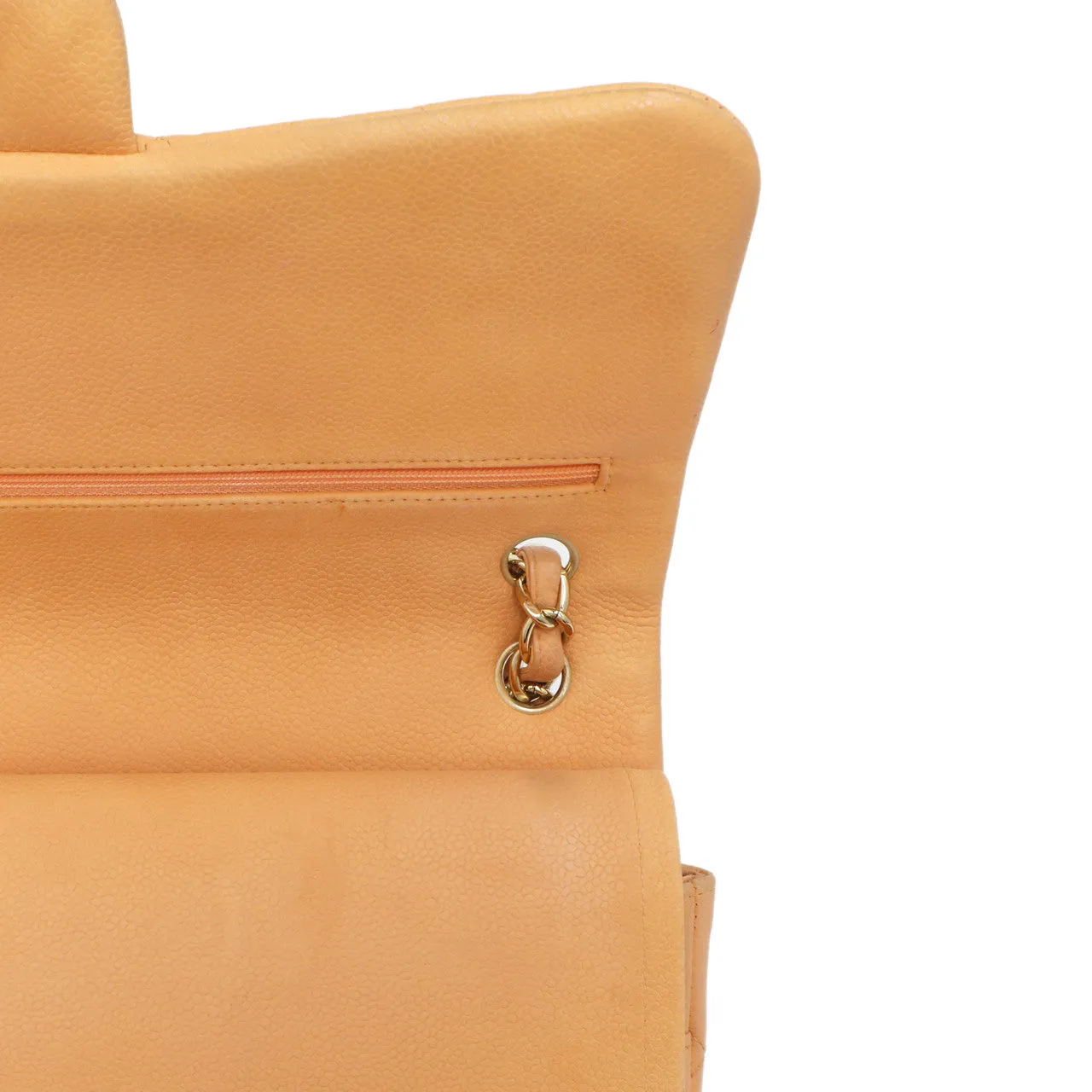 Chanel Peach Quilted Caviar Jumbo Classic Double Flap