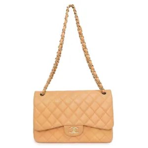 Chanel Peach Quilted Caviar Jumbo Classic Double Flap
