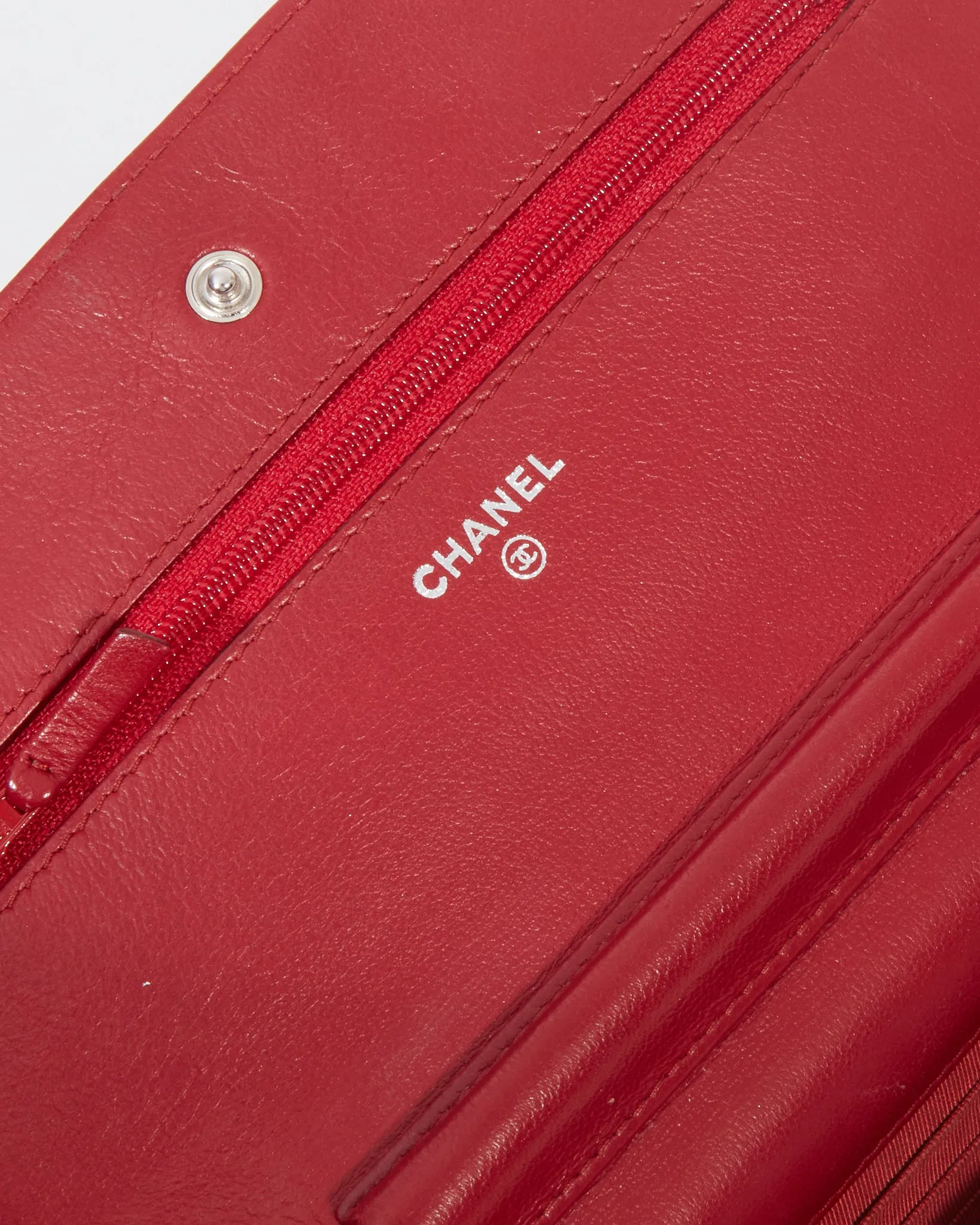 Chanel Red Lambskin Leather SHW Wallet On chain