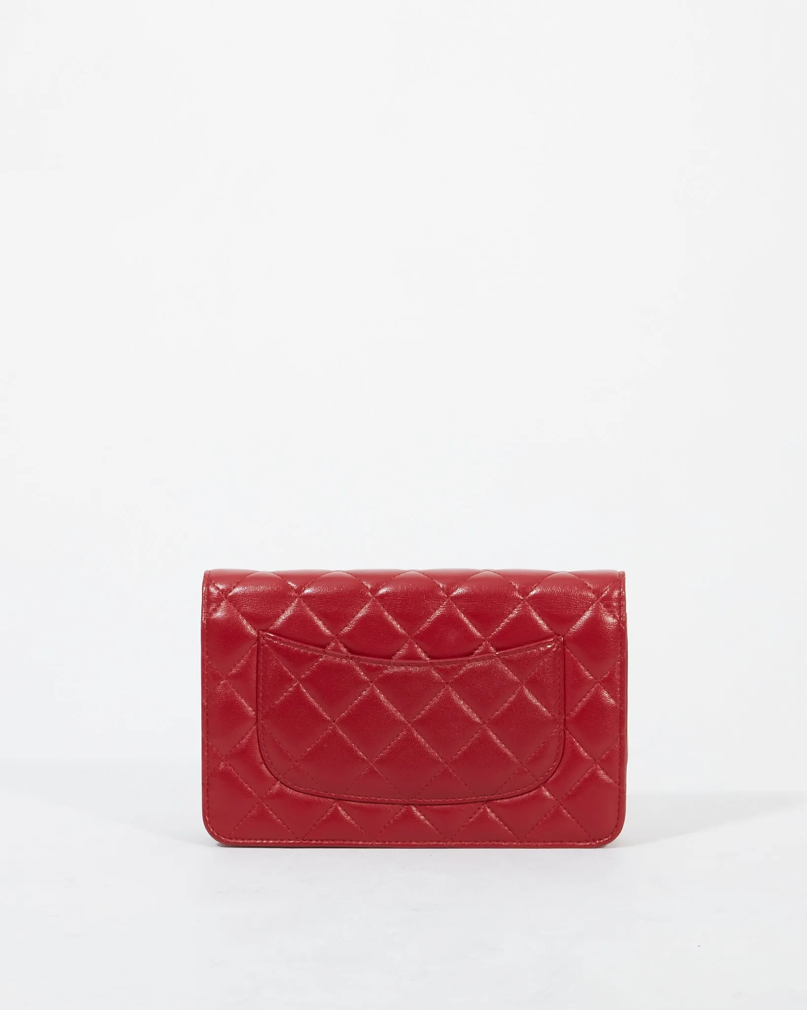 Chanel Red Lambskin Leather SHW Wallet On chain