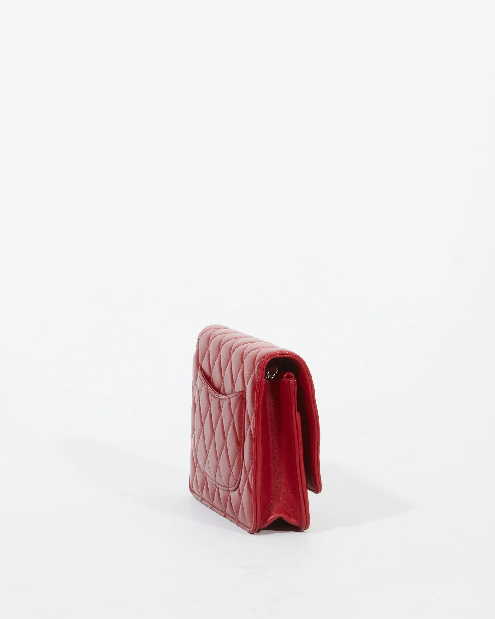 Chanel Red Lambskin Leather SHW Wallet On chain