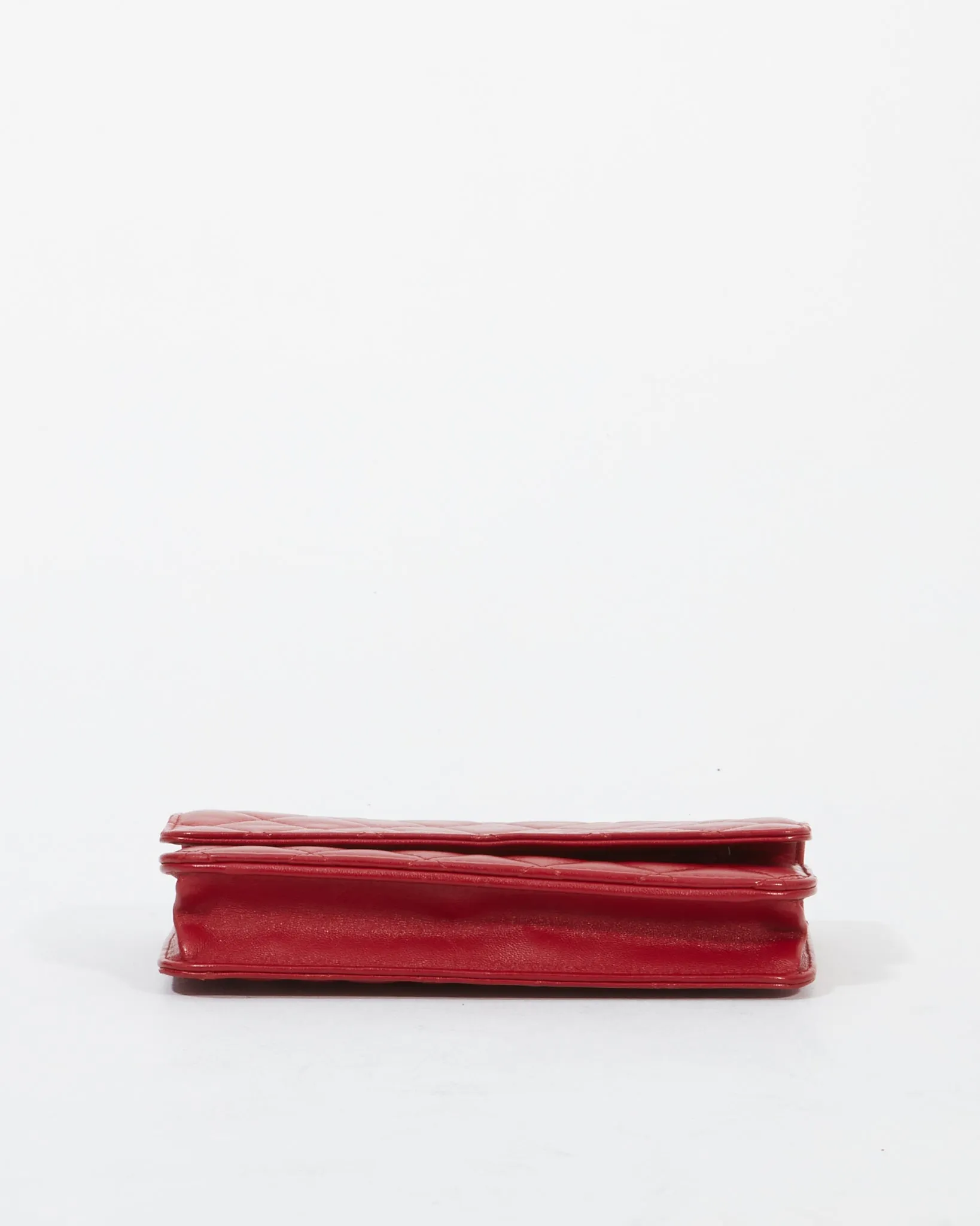 Chanel Red Lambskin Leather SHW Wallet On chain
