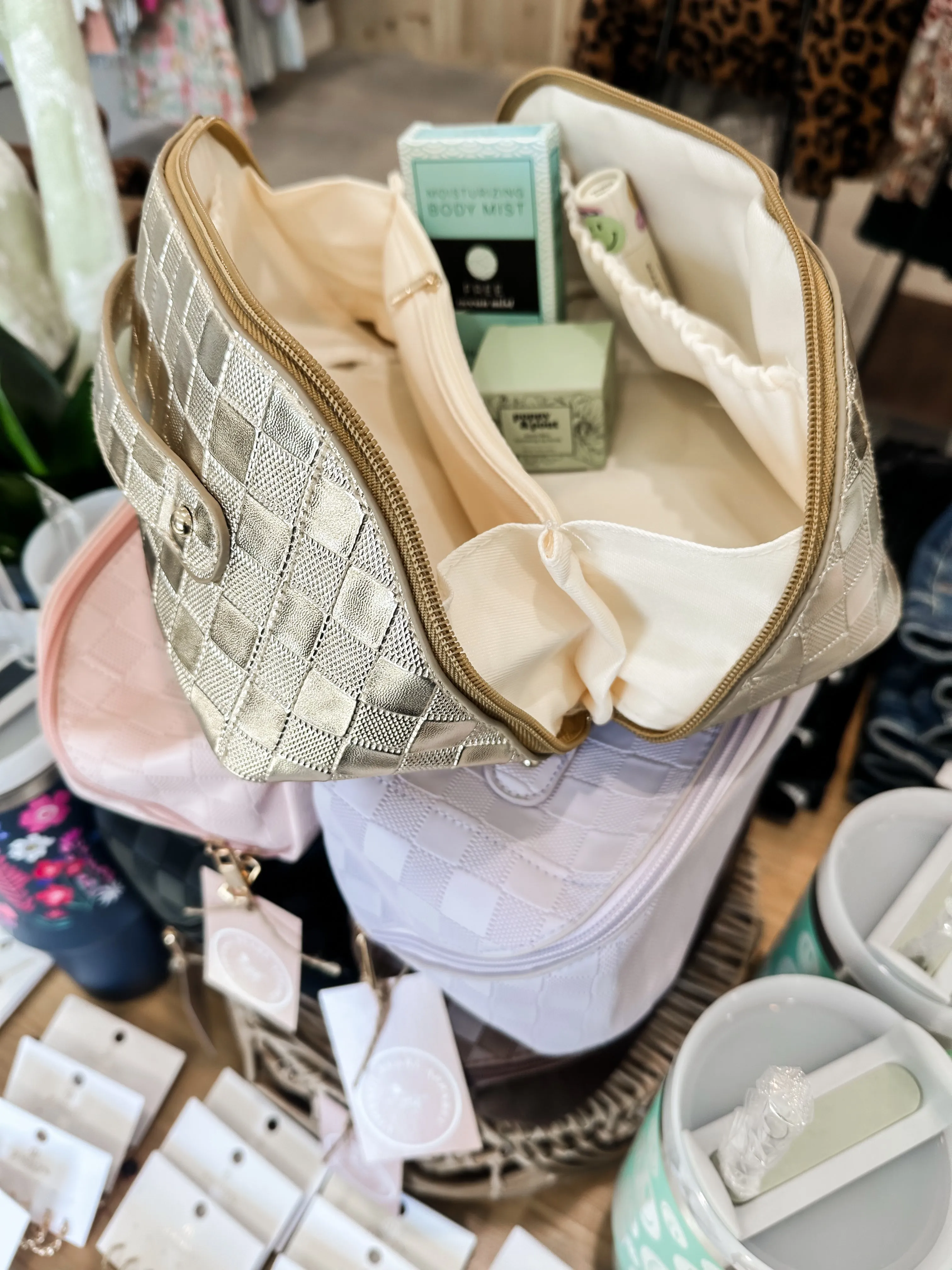 Checkered Makeup Bag