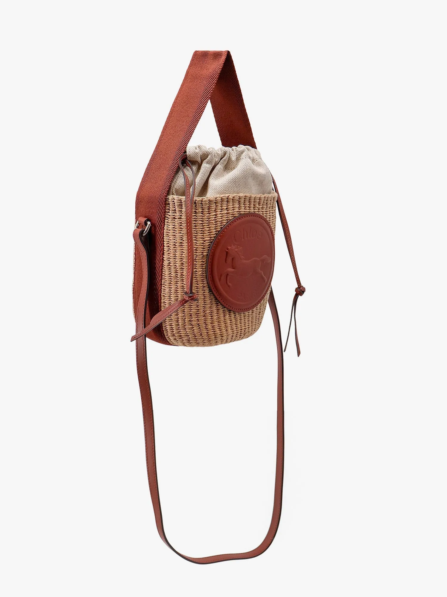 Chloe' Horse Medal Rafia Bucket Bag
