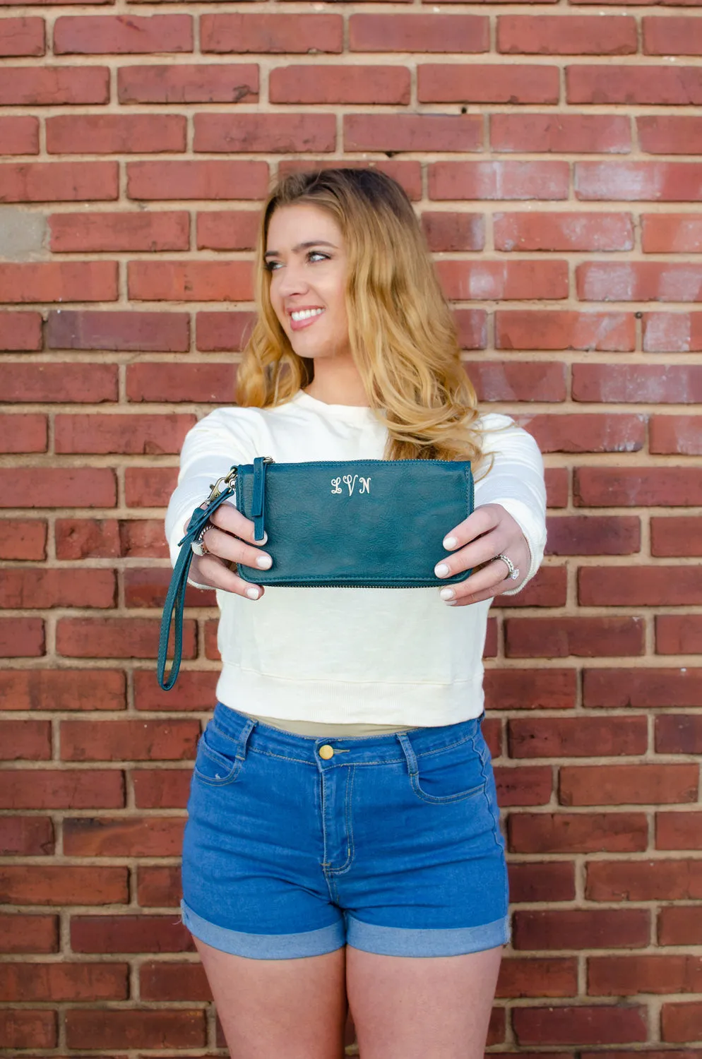 Chloe Zip Around Wallet - Monogrammed Wallet - 7 Colors