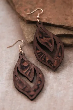 Chocolate Wooden Filigree Earring Set *