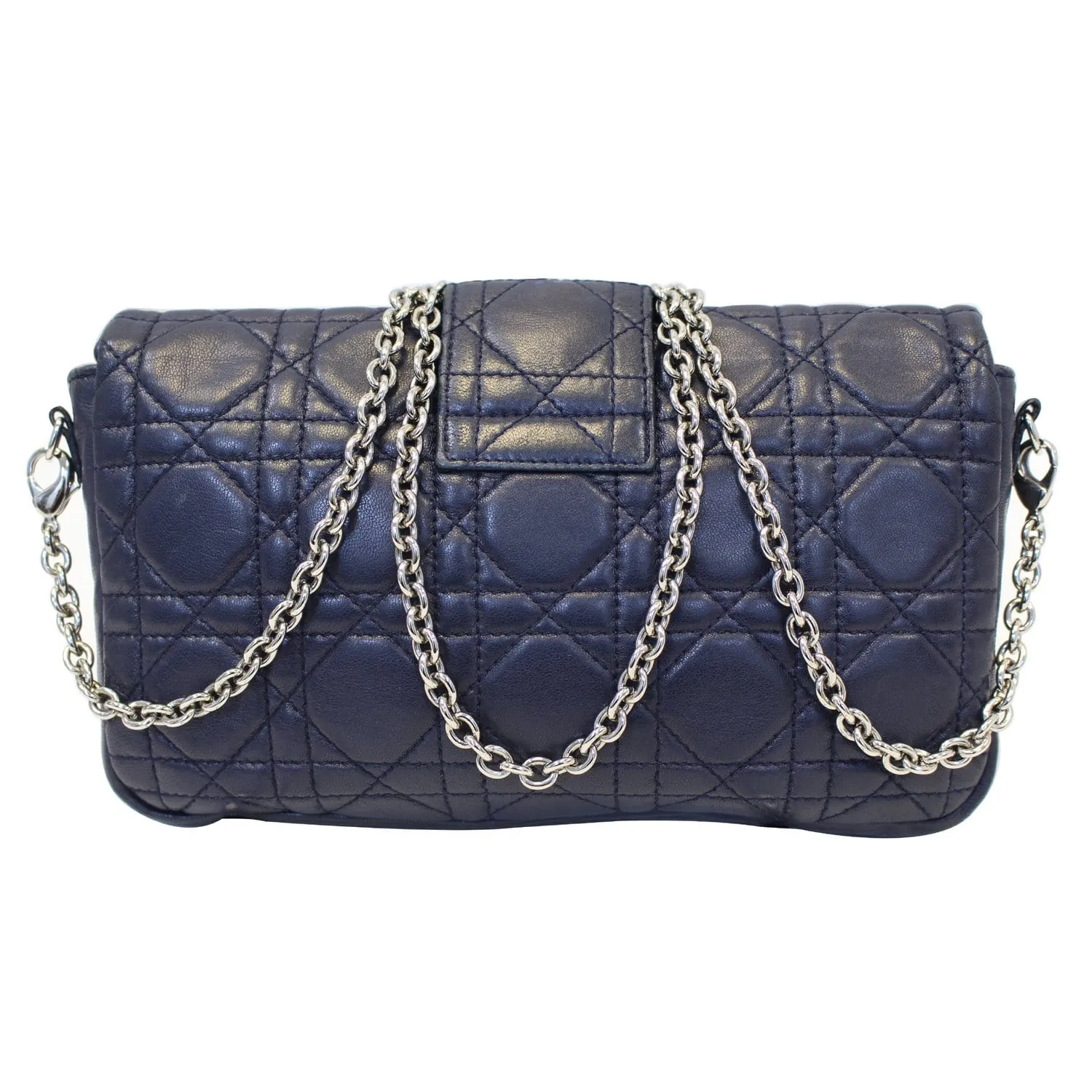 CHRISTIAN DIOR Miss Dior Cannage Quilted Leather Crossbody Bag Black