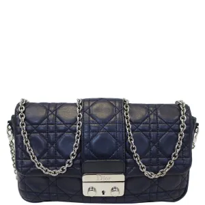 CHRISTIAN DIOR Miss Dior Cannage Quilted Leather Crossbody Bag Black