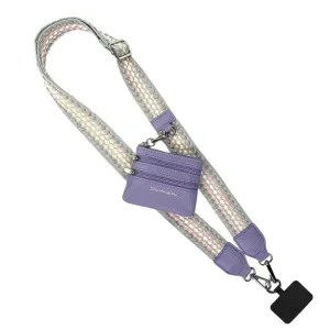 Clip and Go Crossbody Chain with Zippered Pouch in Grey and Purple