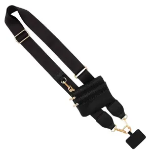 Clip and Go Vegan Leather Crossbody with Zippered Pouch in Black