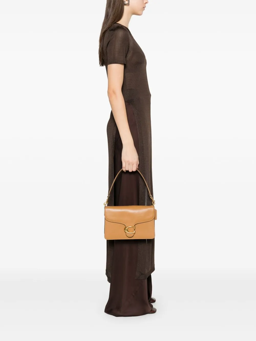COACH Mini Foldover Chain Leather Shoulder Bag
